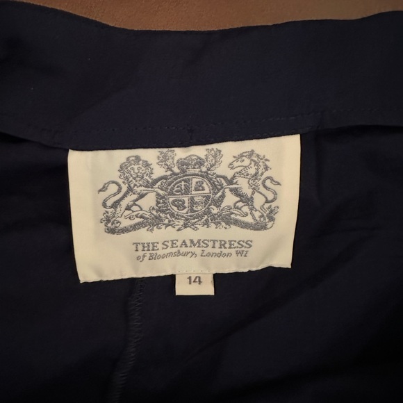 THE SEAMSTRESS OF BLOOMSBURY LONDON Navy Audrey Trouser w/ Button Detail-Size 14 - Picture 9 of 10